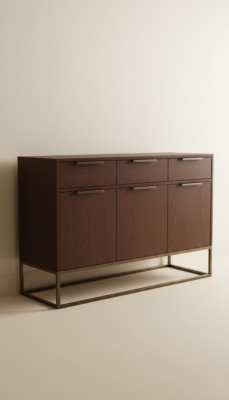 Coffee Oak Sideboard with Metal Details